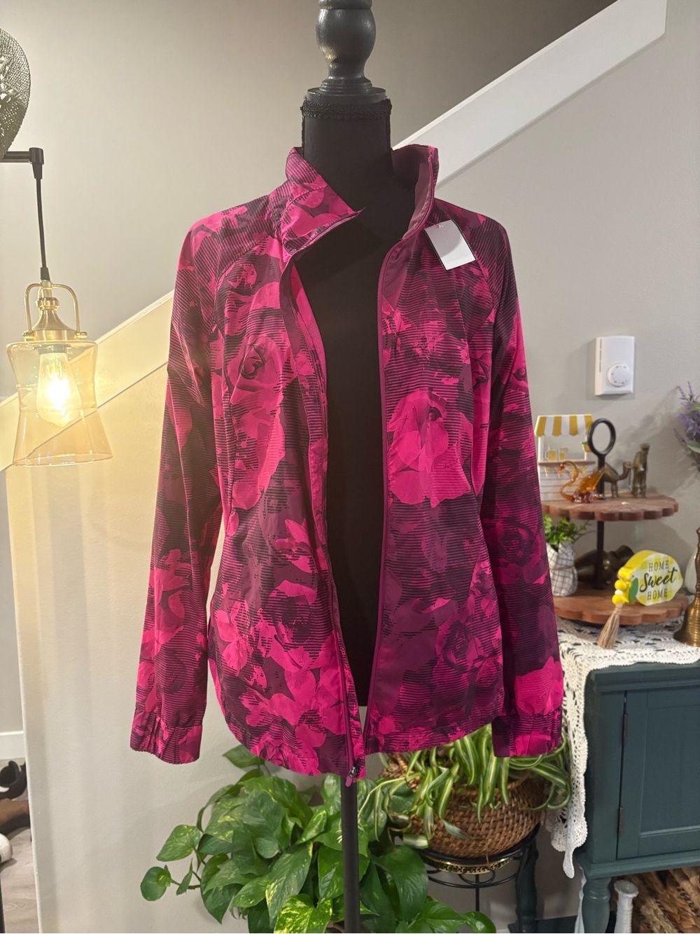 The North Face Pink Floral Print Bomber Jacket